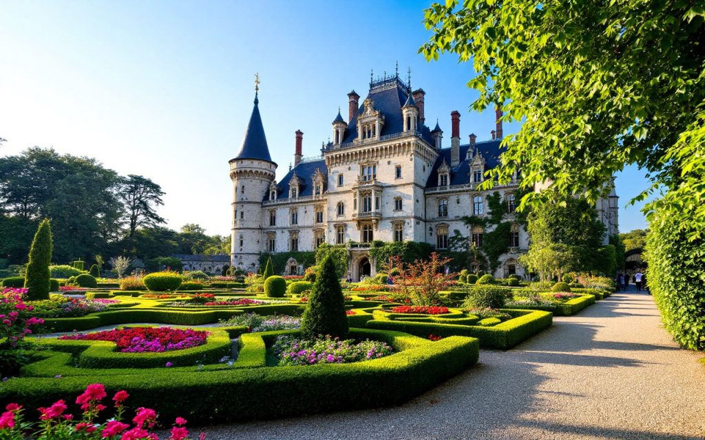 image-dun-chateau-historique-entoure-de-jardins-luxuriants-dans-la-region-de-seine-et-marne-avec-une-architecture-majestueuse-et-un-eclairage-doux-sous-un-ciel-bleu-clair